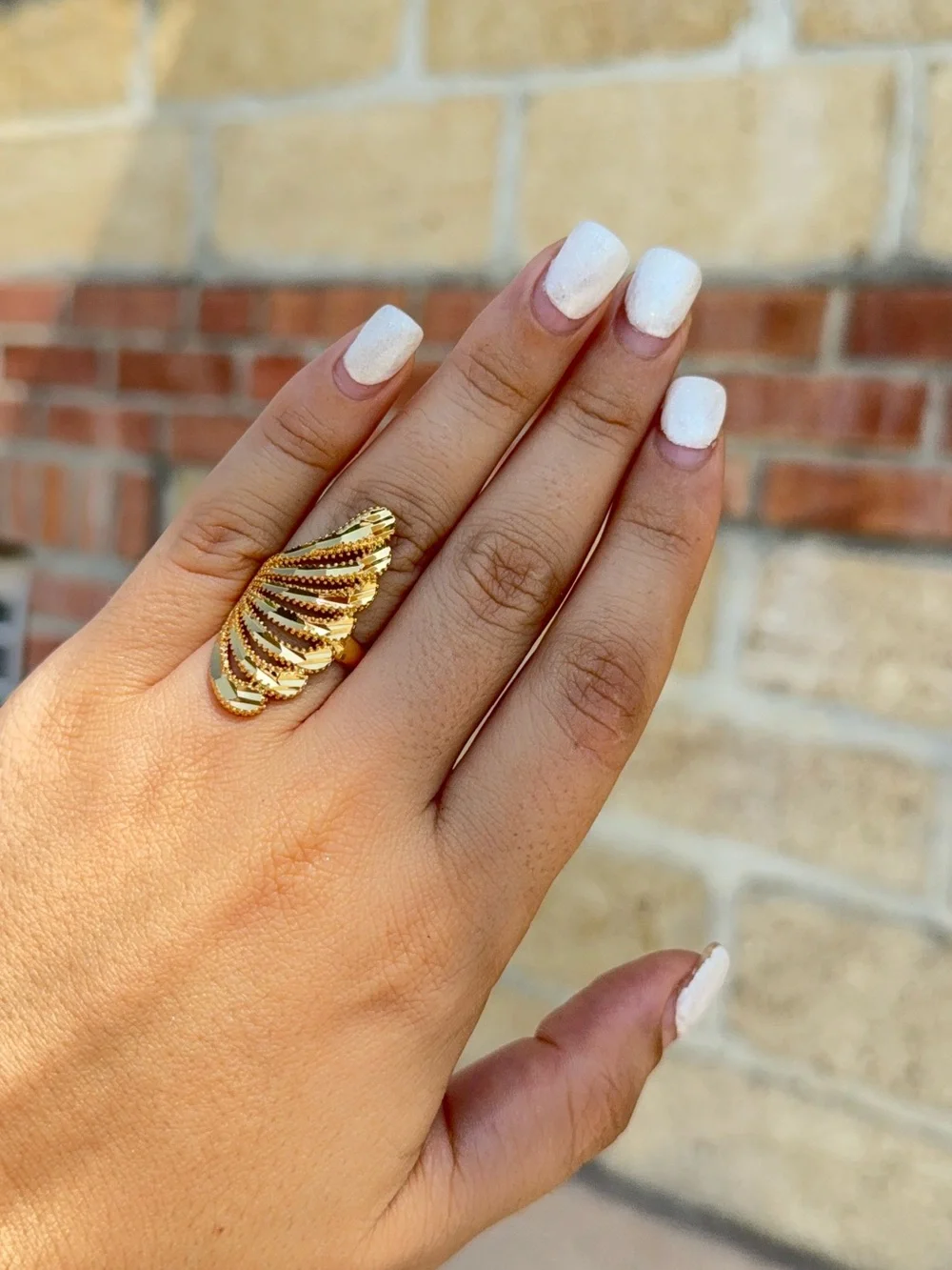 Gold Sculpted Fan Ring - Women Jewelry